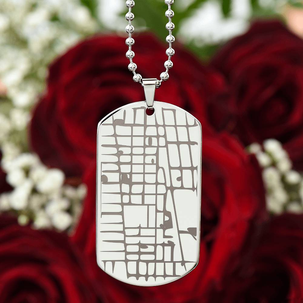 Custom Map Tag Necklace