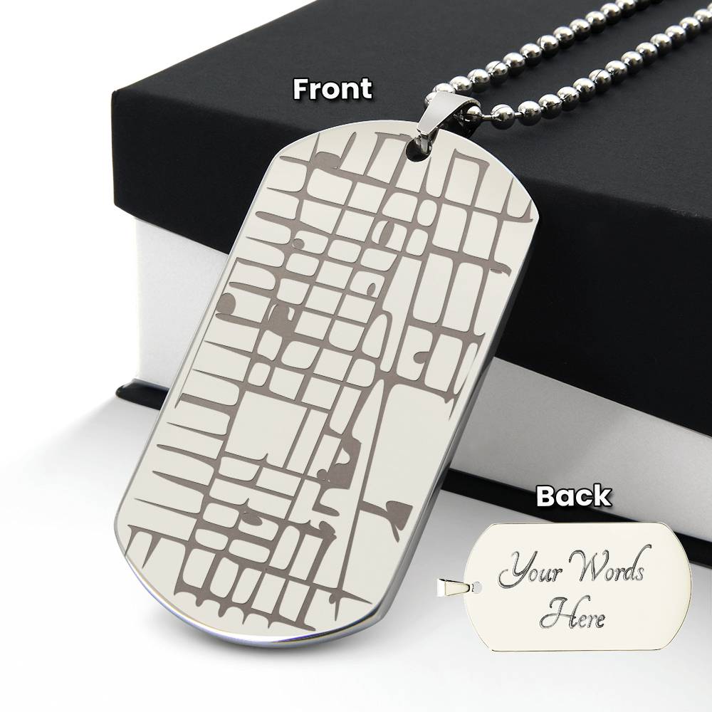 Custom Map Tag Necklace