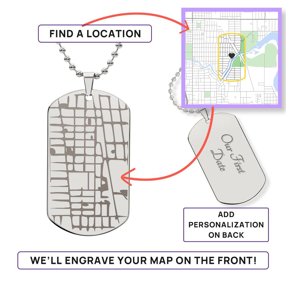 Custom Map Tag Necklace